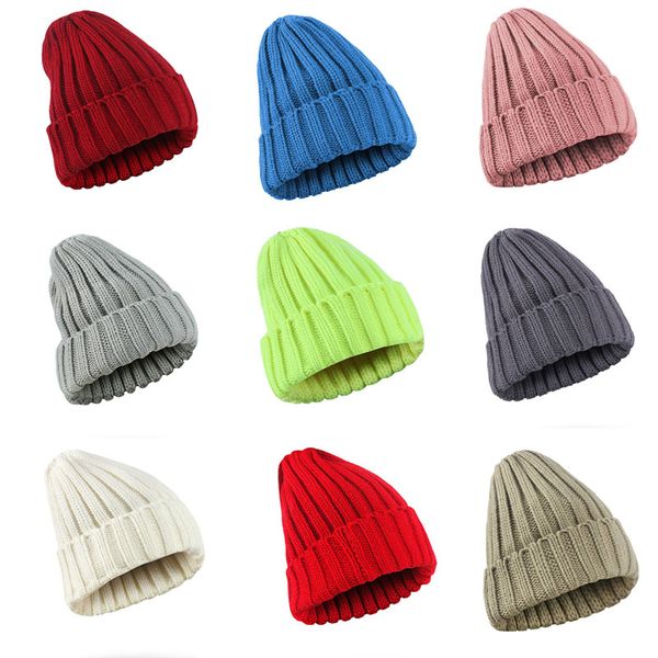 

autumn winter outdoor sports travel solid color caps hats warm knitted beanie fashion accessories for women men, Blue;gray