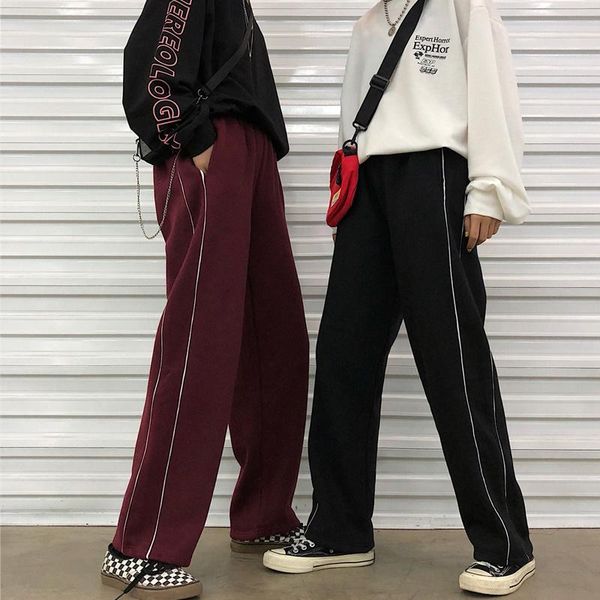

harajuku sports pants japanese streetwear loose casual trousers korean style jogging sweatpants women baggy spring women's & capris, Black;white