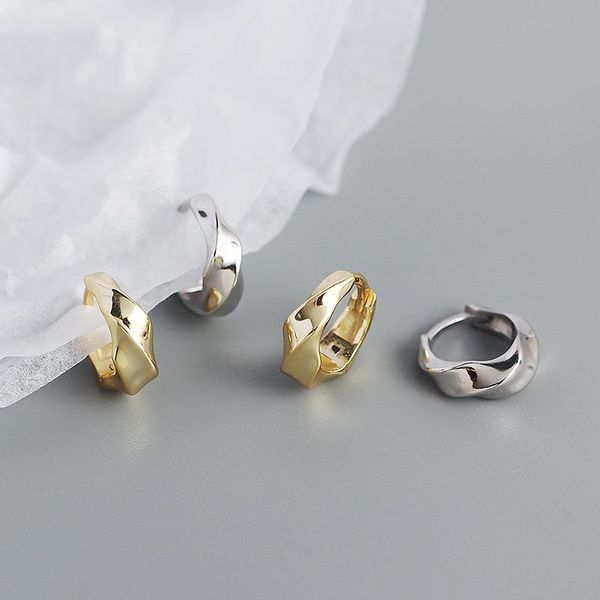 

hoop & huggie canner punk glossy irregular earrings for women 925 sterling silver hoops pendientes plata wedding xmas korean jewelry, Golden;silver