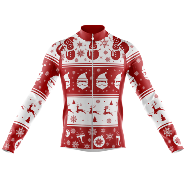 

christmas men's red bike shirt elk print long sleeve cycling jersey santa claus snowman riding wear,tyz362-02 racing jackets, Black;red