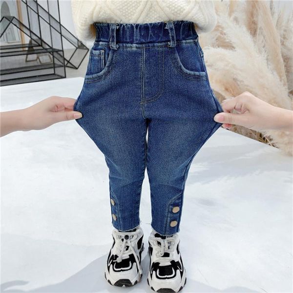 

jeans girl thick warm baby cotton padded for kids girls spring autumn clothes, Blue