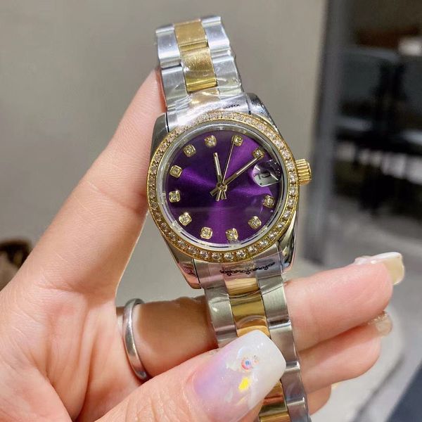 

master design automatic mechanical women's watch, luxury fashion 31mm dial embellished with diamonds. folding buckle, sapphire glass, c, Slivery;golden