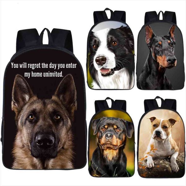 

animal german shepherd pit staffordshire bull terrier rottweiler backpack for teenager children school bags boy dog bag
