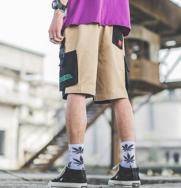 

men's shorts trendy hip hop, White;black
