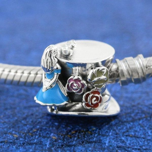 

925 sterling silver tea party charm bead fits european style jewelry bracelets, Black