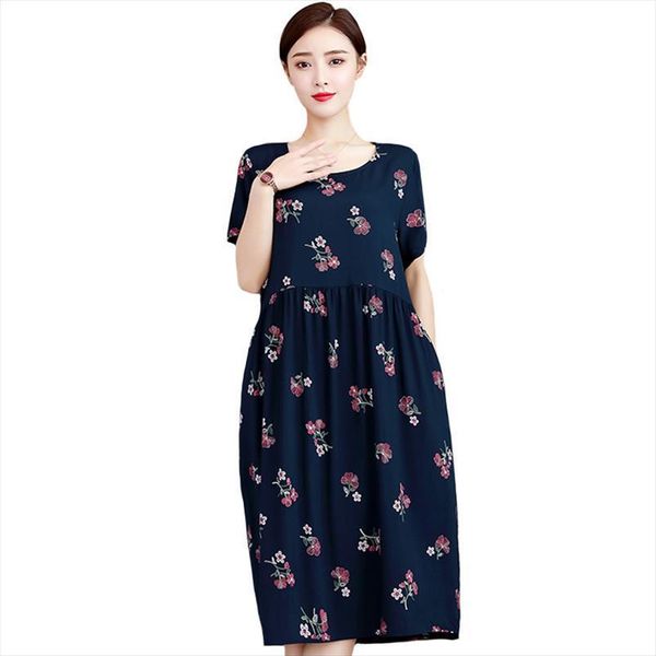 

summer dresses cotton women tanks casual o neck vintage plus size dress loose short sleeve xl 5xl, White