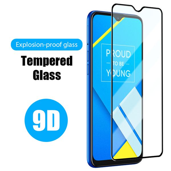 Protetores de tela de telefone celular Anti Fingerprint HD Filme de vidro para Realme Q2 Pro Q2I C11 C3 C12 C17 9D Temperado
