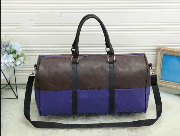 

55cm s new fashion women travel duffle , leather luggage hands large contrast color capacity sport bag