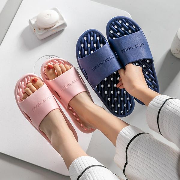 

slippers women foot massage female summer indoor home bathroom non-slip bathing couple leaking household sandal male, Black