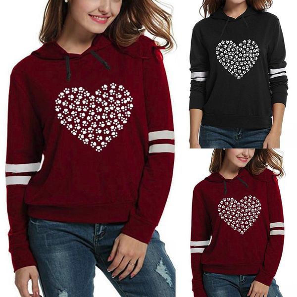 

women's hoodies & sweatshirts women print sweatshirt long-sleeved coat womens fashion long sleeve hooded solid pullover blouse shirt, Black