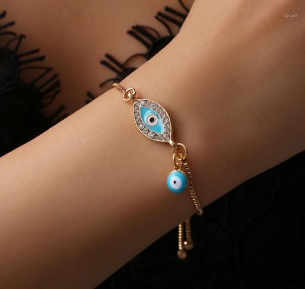 Fascino Turco Cristallo Blu Malocchio Bracciali Per Le Donne Fatte A Mano Catene D'oro Braccialetto Fortunato Donna Gioielli 2873631 Tmmta Jmxco