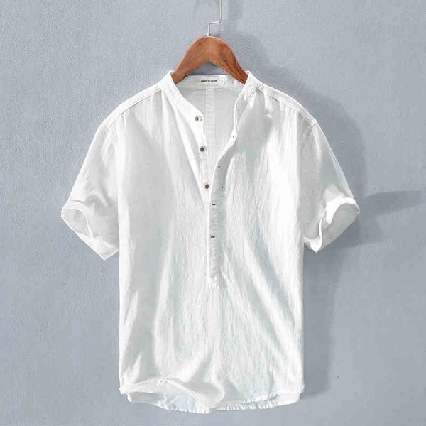 

men's t-shirts summer short-sleeved style wrinkle cotton and linen shirt fashion solid pullover shirts for men comfortable chemise fnak, White;black