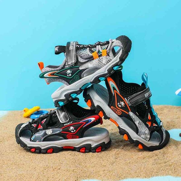 

norbeck sandals zhenfei woven shoes 3-6 years old boys' baotou kids' beach shoes composite sole, Black;red