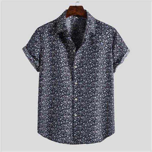 Moda uomo Etnica Manica corta Stampa casual Camicetta hawaiana Camicie Camicie firmate da uomo buone Taglie forti Drop 210708