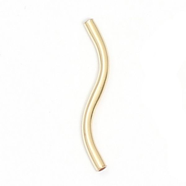 Beadsnice 14k Cheio de ouro Tubo Bent Tubo de Metal de Metal