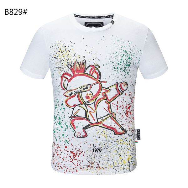 

essvlone phillip plain men pp designer skull diamond t shirt short sleeve brand spring and summer high o-neck quality skulls tshirts p829, White;black