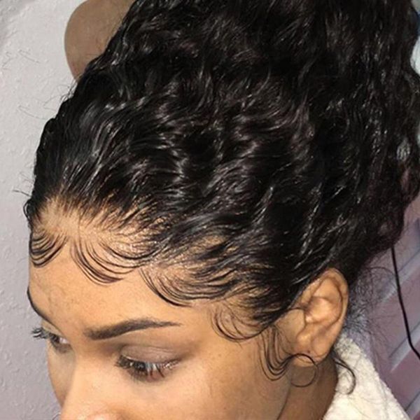 

lace wigs deep curly wig 13x4 front human hair for black women 150% density with baby, Black;brown