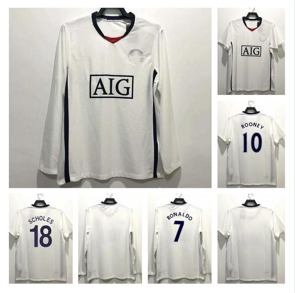

ronaldo rooney soccer jerseys retro manchester 2007 2008 football shirts 07 08 vintage classic nani man utd long sleeve vidic berbatov ander, Black;yellow