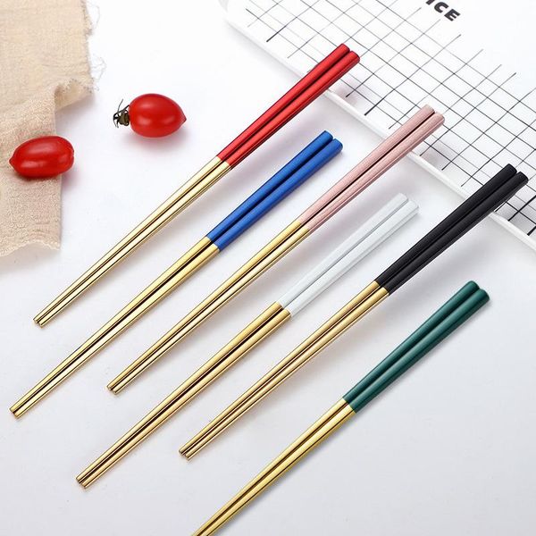 

chopsticks 5 pairs of chinese japanese and korean sushi noodle fast tableware reusable metal drop
