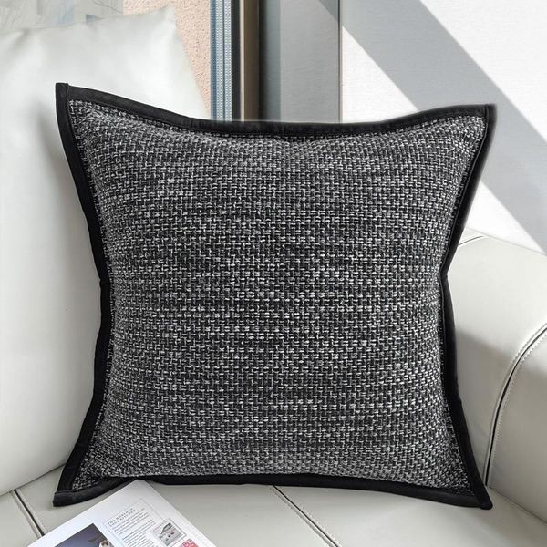 

cushion/decorative pillow dunxdeco black gray thick linen texture cushion cover decorative case vintage simple counch sofa chair bedding cou