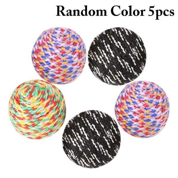 

cat toys 5pcs random color toy ball nylon interactive kitten play pet training chase