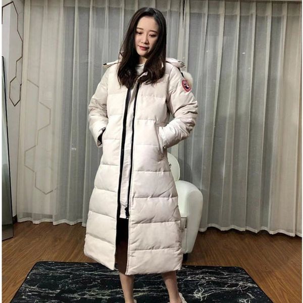 

style outdoor winter slim fit super long parker down jacket women's coat, Black