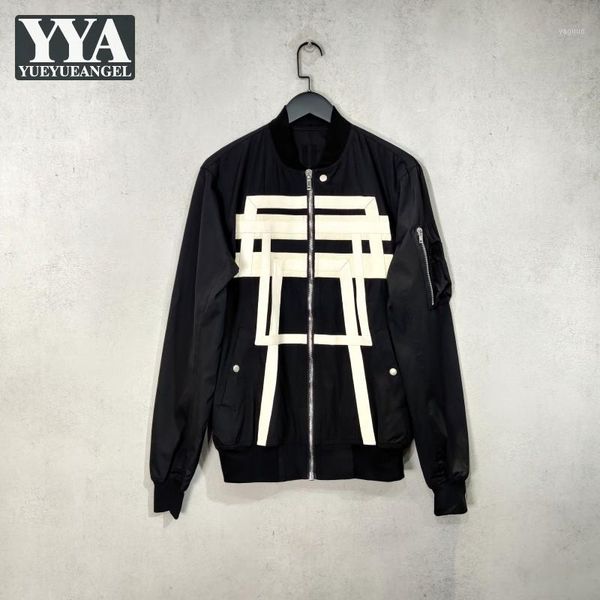 

autumn gothic bomber jacket men long sleeve stand collar zipper casual black outerwear high street fashion design mens jackets men's, Black;brown