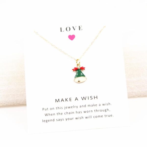 

christmas series necklace and love card bell pendant short chain collar jewelry gift chains, Silver