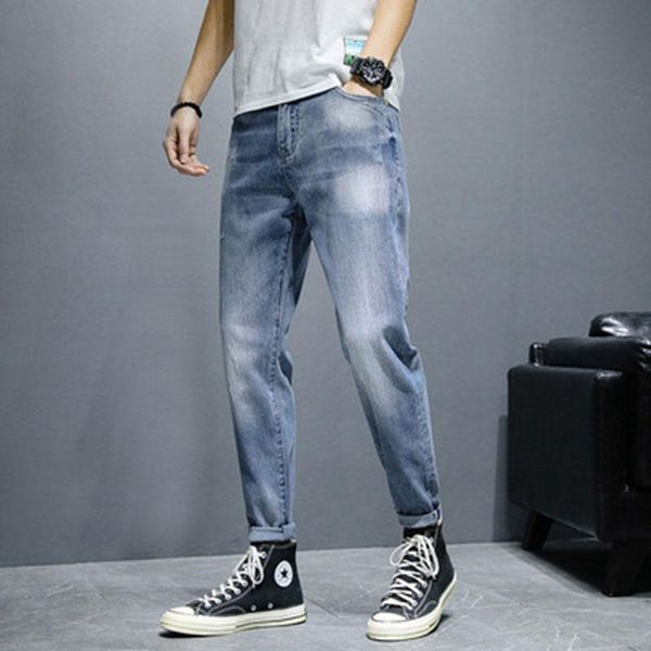 

men's jeans 2021 stretch slim straight, Blue