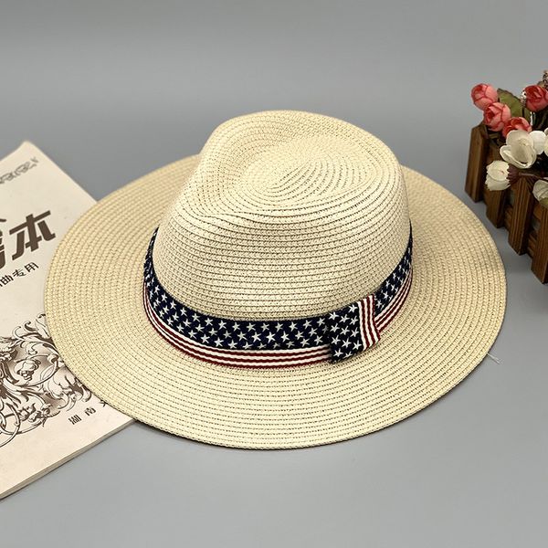 

fashion-woven wide-brimmed hat gold metal hand-woven fashion wide straw cap parent-child flat-visor woven straw-hast, Blue;gray