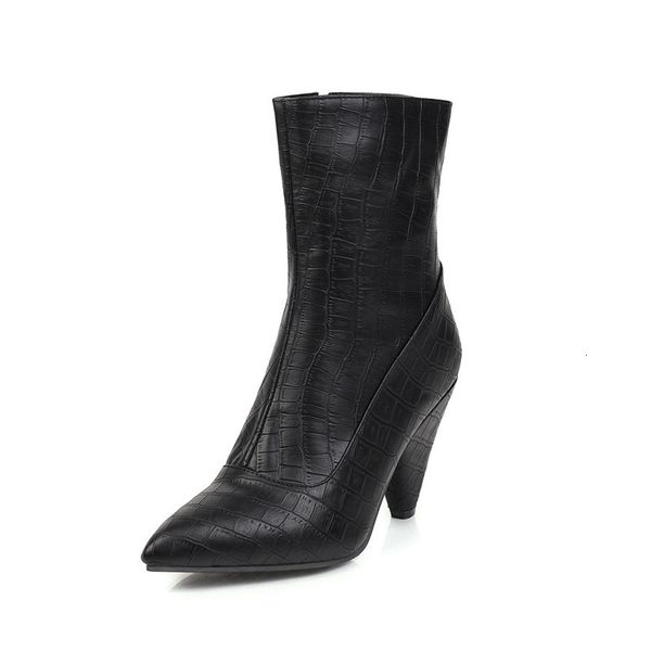 

asumer arrival women pointed toes autumn high-heeled boots dressed in office shoes woman, Black