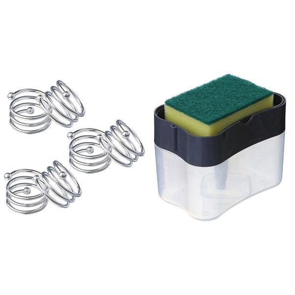 

pcs metal spiral napkin rings round holder buckles (silver) with soap pump dispenser and sponge