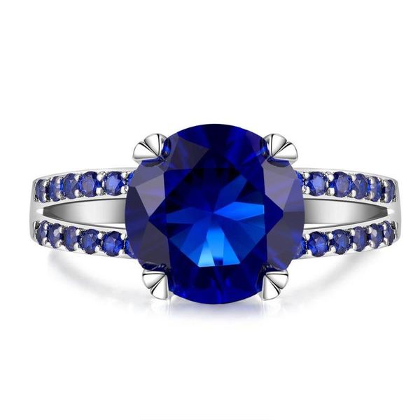 

cluster rings zircon diamonds for women femme sapphire gemstones blue crystal white gold silver color party jewelry bijoux gifts, Golden;silver