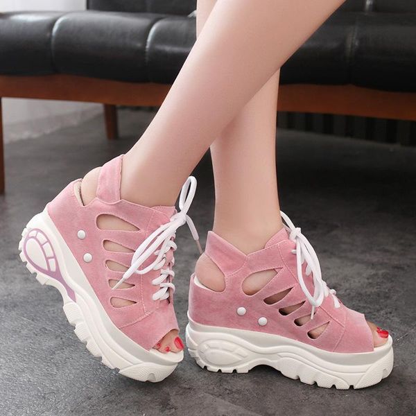 

women cut out thick bottom sandals 2021 summer casual wedges platform chunky sandalias ladies open toe zapatos mujer, Black