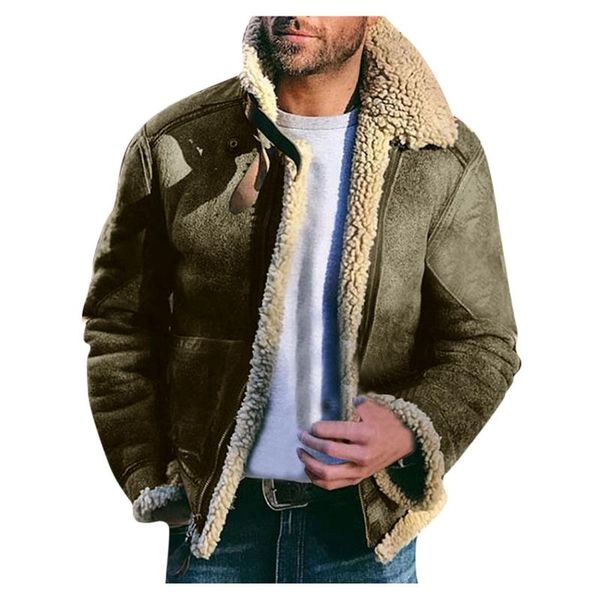 

men's jackets mens fleece fur jacket casual winter patchwork thicken jumper coats long sleeve cardigan stand-up collar clothing, Black;brown