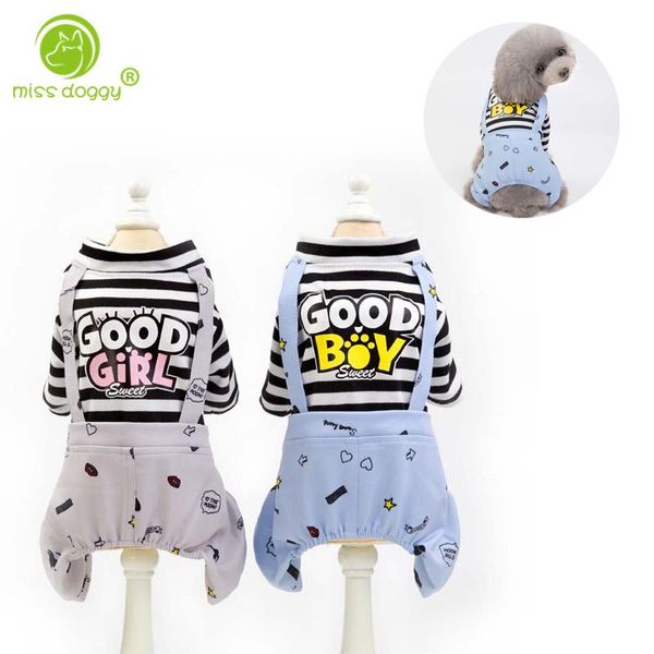 

dog apparel cute cartoon letters printed pet jumpsuit classic striped clothes for small dogs outdoor casual puppy costume chihuahua 10a