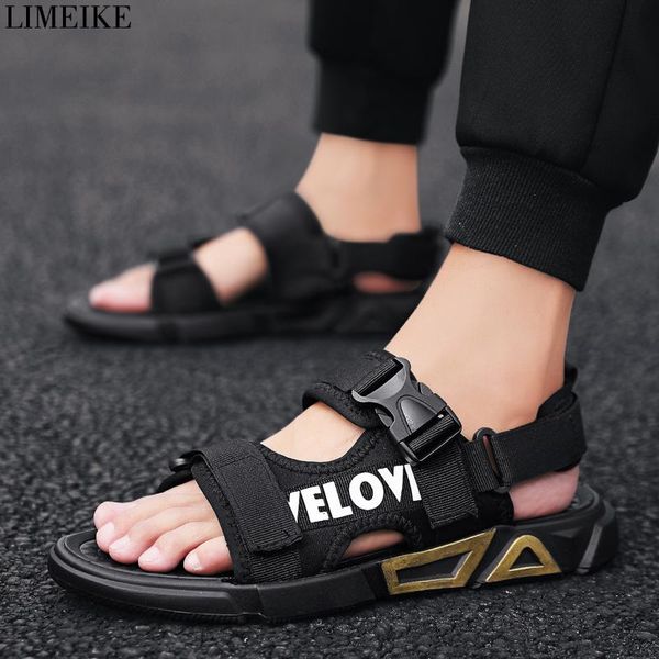 

sandals limeike man brand slipper mesh shoes summer beach water men's, Black