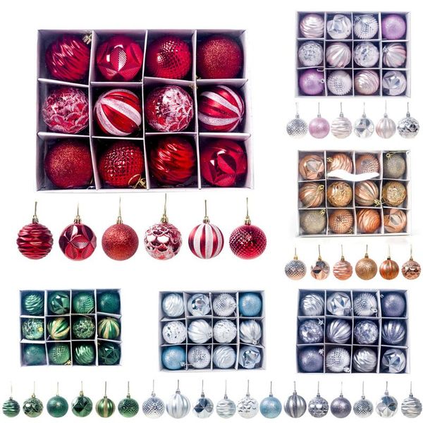 

party decoration 12pcs 6/8cm christmas tree pendant snowflake ball year home