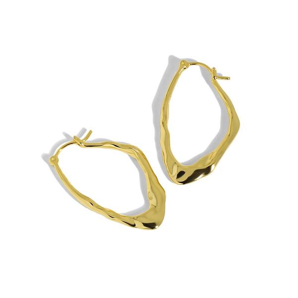

hoop & huggie minimalist irregular texture design personality 925 sterling silver earing for women geometric accessories fine jewelry, Golden;silver