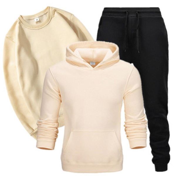 

mens sports tracksuits fashion occident trend long sleeve hoodies sweatshirt trousers sets designer male round neck three-piece suit, Gray