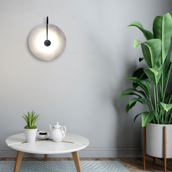 

modern sconce lamp wall light marble lampshade led lighting fixture for home decor bedroom lamps black copper lampadas