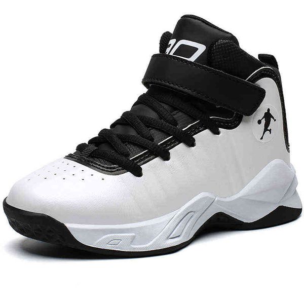 

children boys brand leather basketball shoes kids sneakers thick sole non-slip sports child boy basket trainer girls, Black