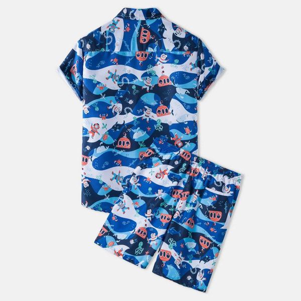 

men's tracksuits 2021 summer men hawaiian sets beach printing lapel short sleeve shirt shorts vacation casual mens suits streetwear 2 p, Gray