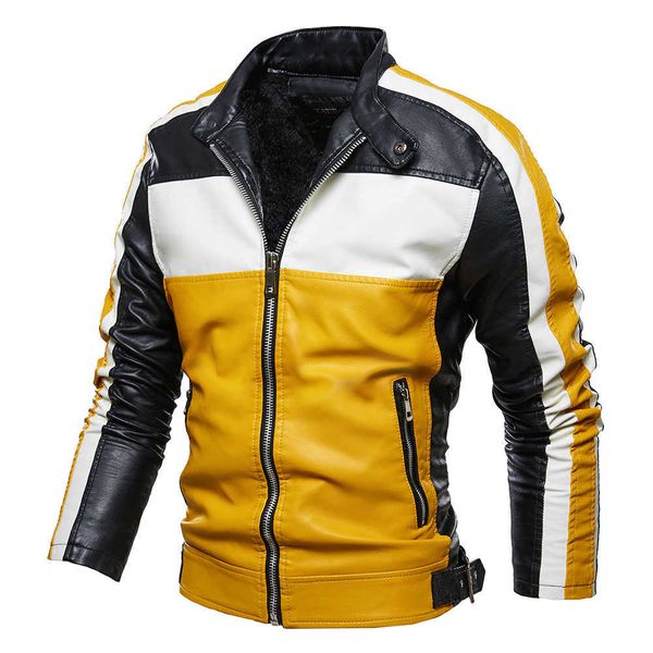 

leather jacket men autumn winter fleece coat motorcycle faux leather jacket male casual windbreaker slim fit ropa de hombre c389 211009, Black