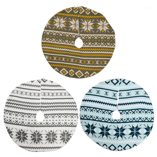 

christmas decorations 46cm snowflake knitted tree skirt base carpet floor mat for home decoration year