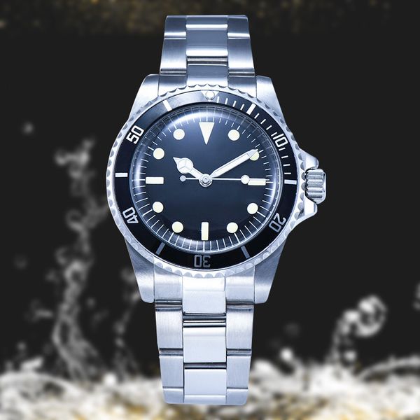

clock automatic lighting hand luxury men 40mm clockwork stainless steel bracelet aluminium bezel black iron plate 1018, Slivery;brown