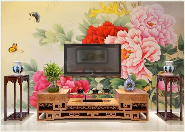 

wallpapers 3d wallpaper for walls in rolls home decor chinese style peony flower butterfly landscape po living room