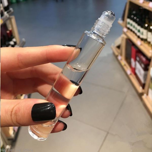 

storage bottles & jars 30pcs 10ml plain clear glass roll on empty stainless steel roller ball for essential oils lip gloss perfume