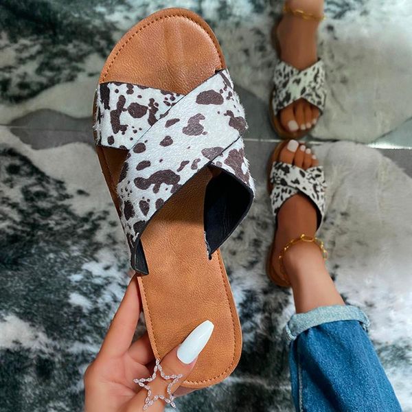 

slippers fashion women's summer slip-on leopard beach open toe breathable flip flops shoes zapatillas, Black