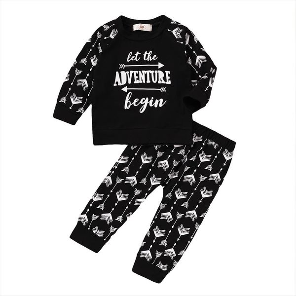 

children spring autumn clothing 1 6t baby boys 2pcs set hoodie pants arrow print outfits 100% cotton long sleeve, White